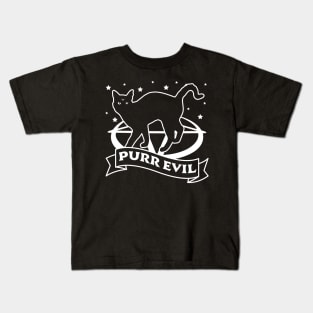 Purr Evil Cat - Funny Goth Halloween Black Cat Lover Kids T-Shirt